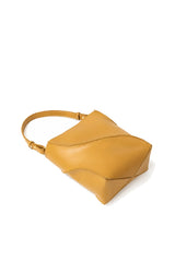 Mustard Tan Curved-Panel Shoulder Bag with Detachable Strap