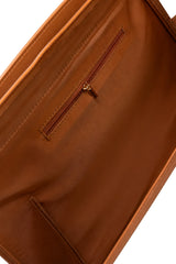 Tan Structured Synthetic Leather Shoulder Tote Bag