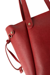 Deep Red Structured Synthetic Leather Zip-Top Shoulder Tote Bag