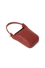 Deep Red Textured Structured Top-Handle Bag with Flap Closure