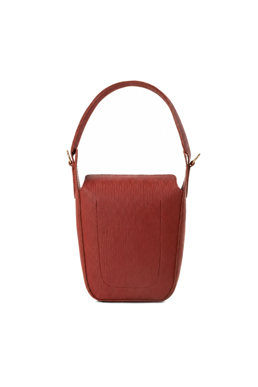Deep Red Textured Structured Top-Handle Bag with Flap Closure