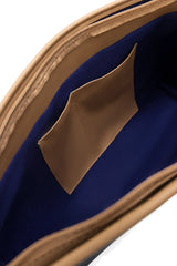 Navy and Tan Contrast Structured Shoulder Tote Bag
