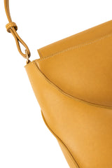 Mustard Tan Curved-Panel Shoulder Bag with Detachable Strap