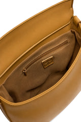 Mustard Tan Curved-Panel Shoulder Bag with Detachable Strap