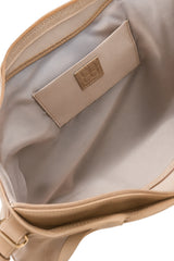 Beige Structured Shoulder Tote Bag with Detachable Strap