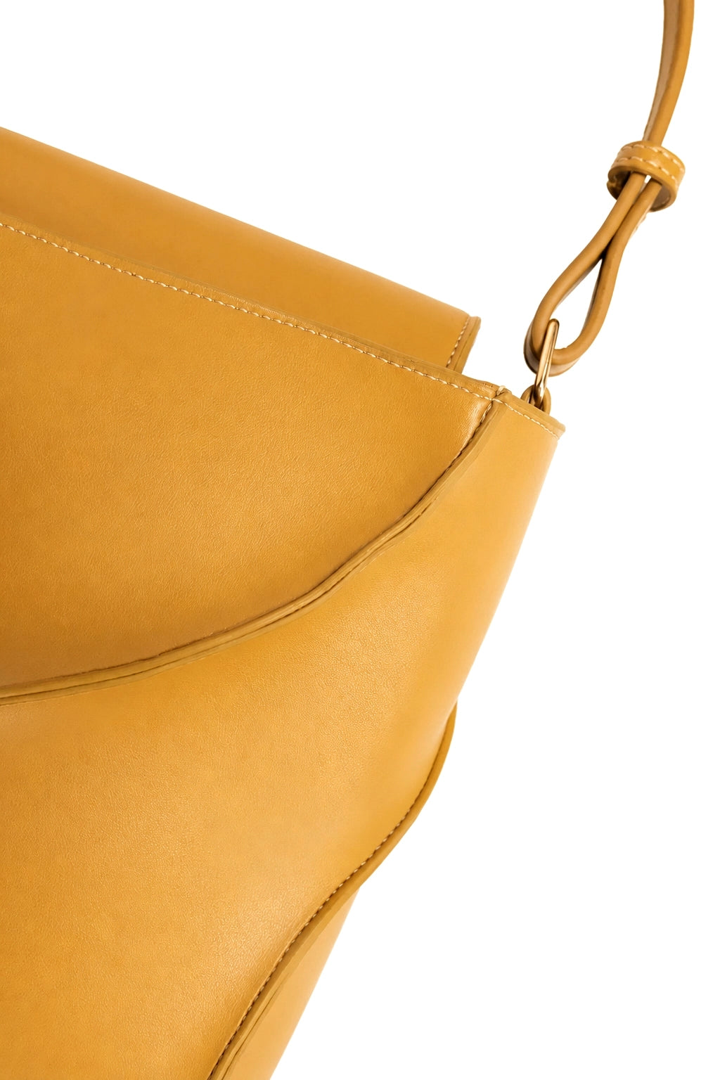 Curved Panel Shoulder Bag with Detachable Strap in Ochre