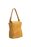 Curved Panel Shoulder Bag with Detachable Strap in Ochre