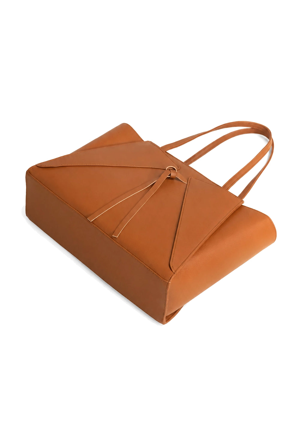 Envelope Panel Shoulder Tote Bag with Ring Tie in Caramel
