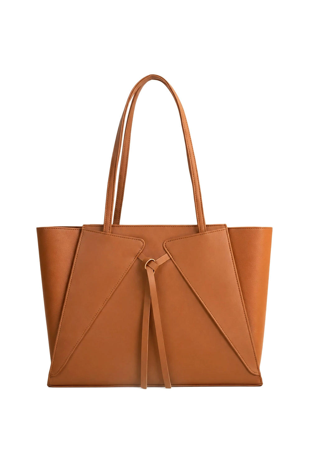 Envelope Panel Shoulder Tote Bag with Ring Tie in Caramel