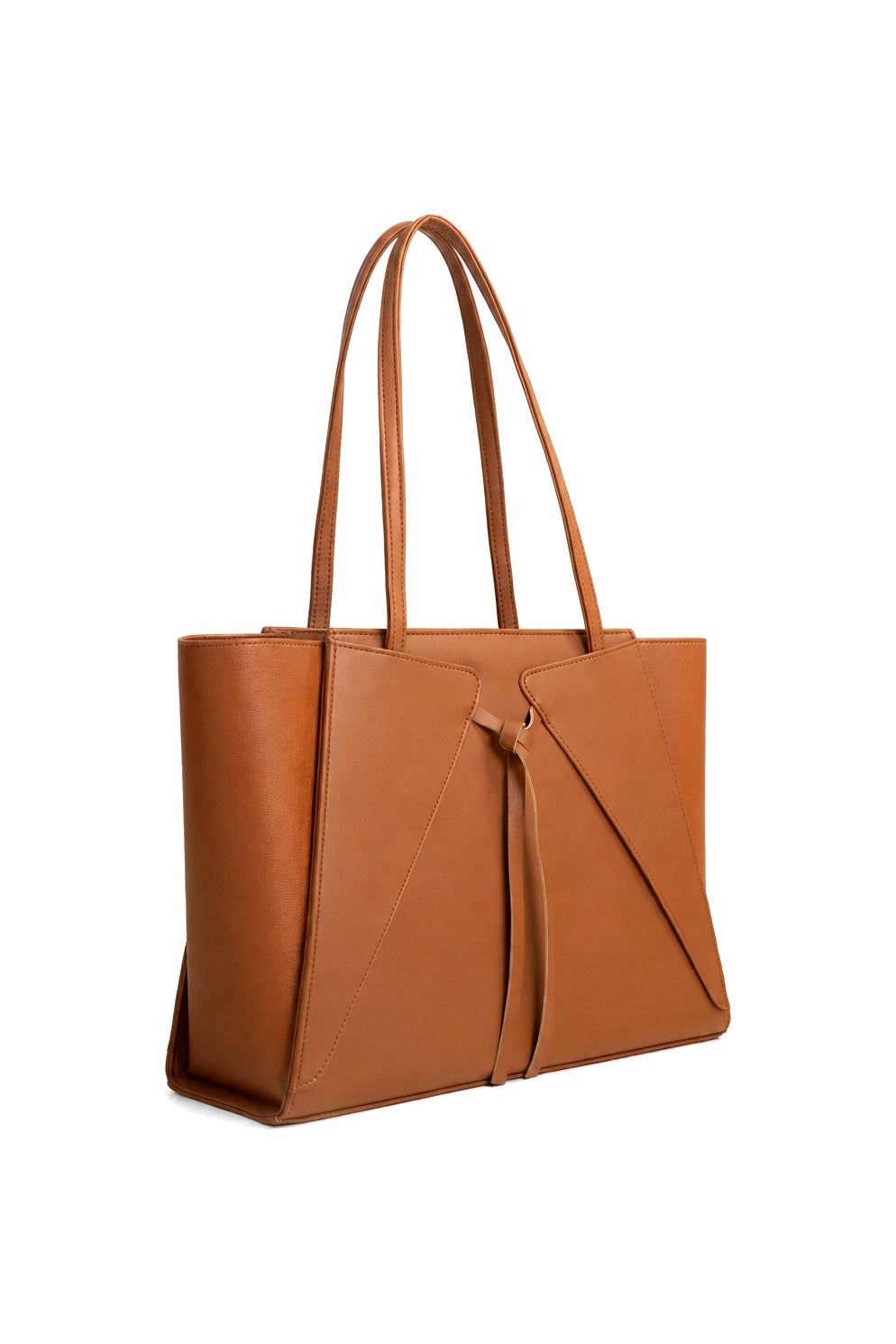 Envelope Panel Shoulder Tote Bag with Ring Tie in Caramel