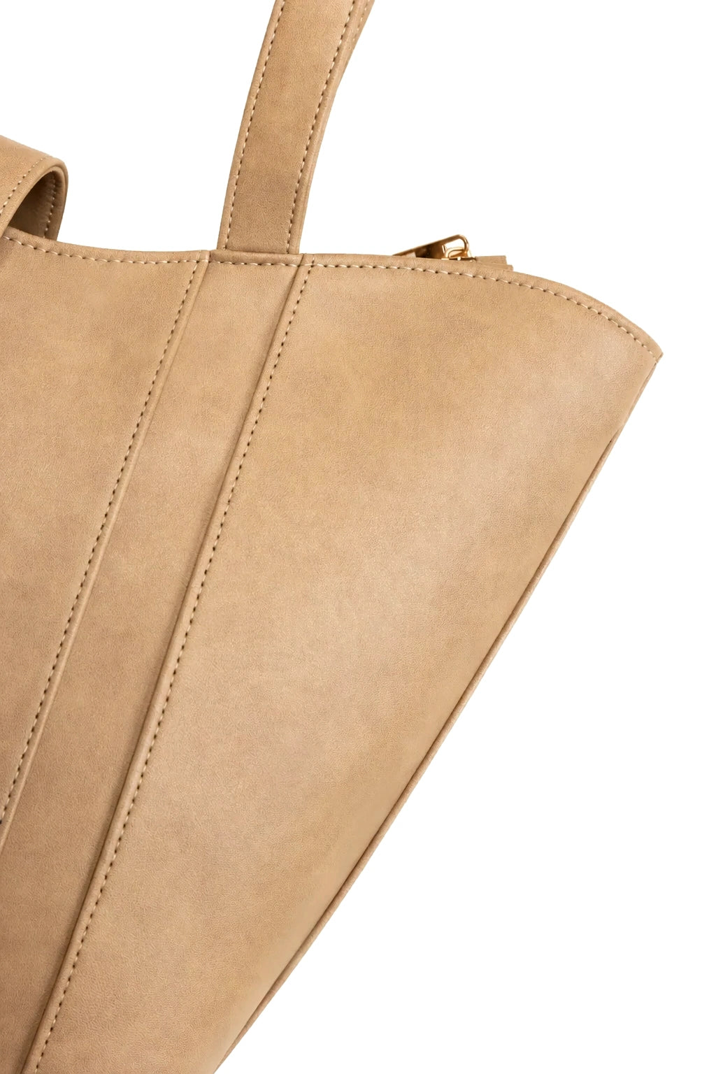 Structured Shoulder Tote Bag with Detachable Strap in Tan