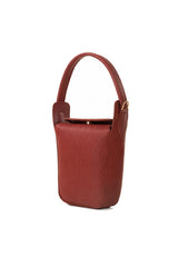 Deep Red Textured Structured Top-Handle Bag with Flap Closure