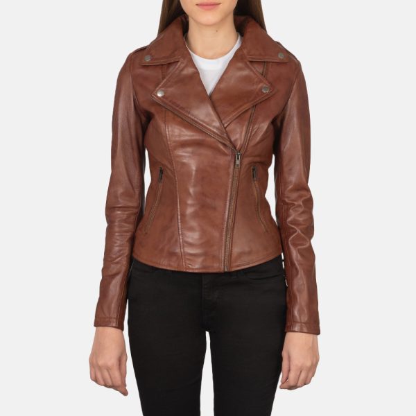 Women's Flashback Brown Leather Biker Jacket
