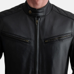 Men's Sven Black Leather Bomber Jacket