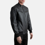 Men's Sven Black Leather Bomber Jacket
