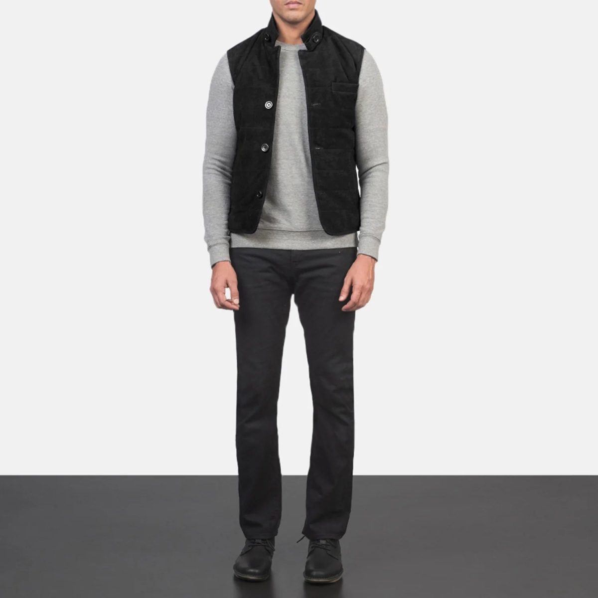 Men's Tony Black Suede Leather Vest