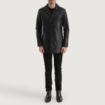 Men's Urban Slate Black Real Leather Blazer