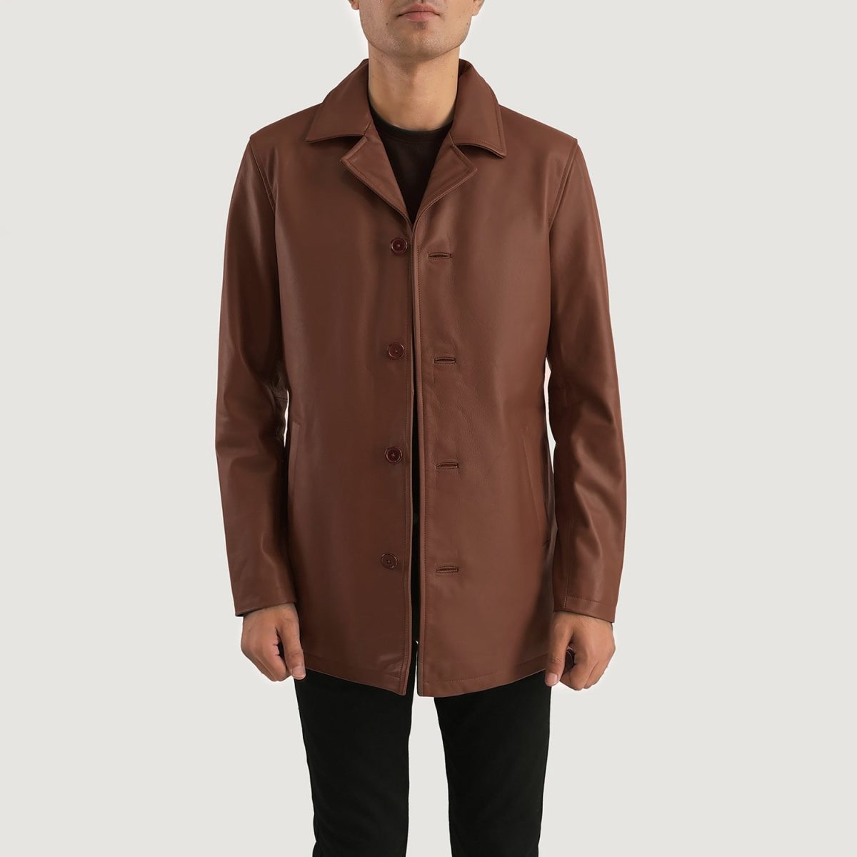 Men's Urban Slate Brown Real Leather Blazer