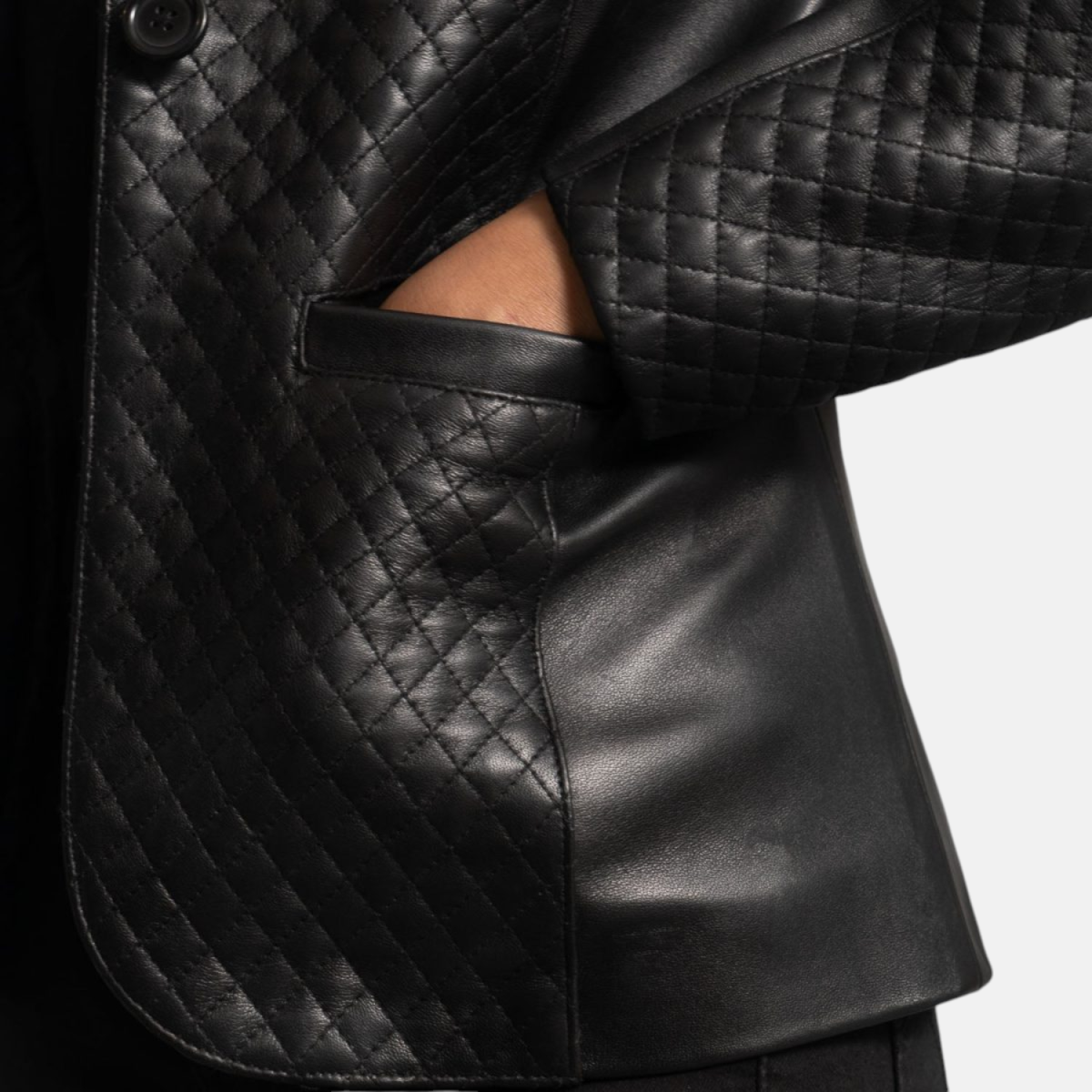Women's Cora Quilted Black Leather Blazer