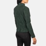 Women's Rumella Green Leather Biker Jacket